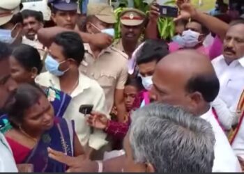 அமைச்சரை முற்றுகையிட்டு பொதுமக்கள் கடும் வாக்குவாதம்-வலங்கைமான் அருகே திடீர் பரபரப்பு