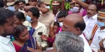 அமைச்சரை முற்றுகையிட்டு பொதுமக்கள் கடும் வாக்குவாதம்-வலங்கைமான் அருகே திடீர் பரபரப்பு