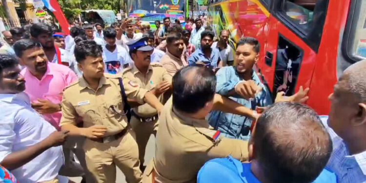 தஞ்சாவூரில் காவல் அதிகாரியைத் தாக்கிய  இளைஞர் விடுதலை