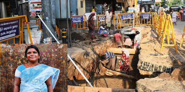 மழைநீர் வடிகால் பள்ளத்தில் விழுந்து பெண் உயிரிழப்பு