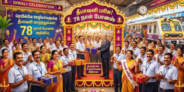 ரெயில்வே ஊழியர்களுக்கு தீபாவளி பரிசு! 78 நாள் போனஸ் வழங்க மத்திய அரசு ஒப்புதல்!