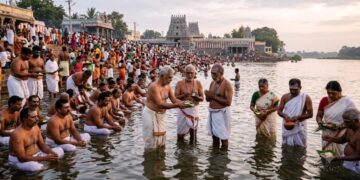 மஹாளய அமாவாசை: முன்னோர்களுக்கு தர்ப்பணம் செய்து பக்தர்கள் வழிபாடு!