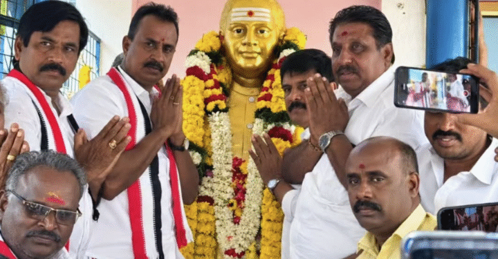 பசும்பொன் தேவர் ஜெயந்தி – திருவுருவச் சிலைக்கு மாலை அணிவித்து எஸ்.பி. வேலுமணி மரியாதை